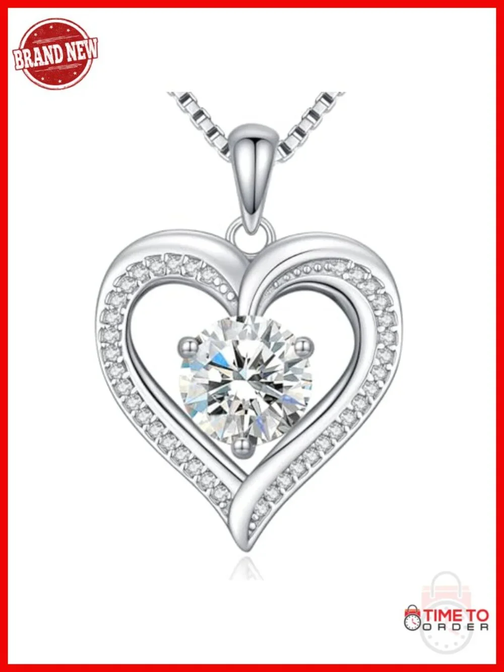 Moissanite Heart Pendant Necklace 925 Sterling Silver 1-3 CT D VVS1